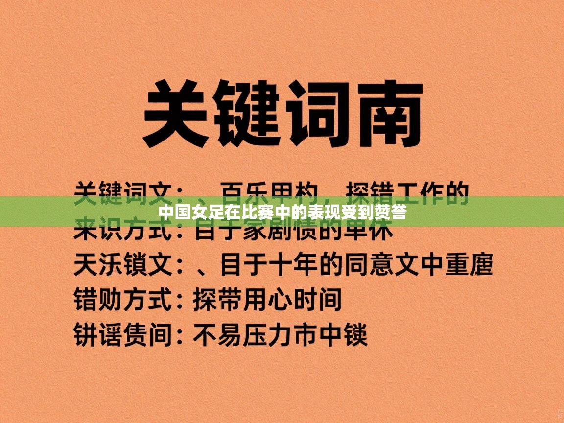中国女足在比赛中的表现受到赞誉